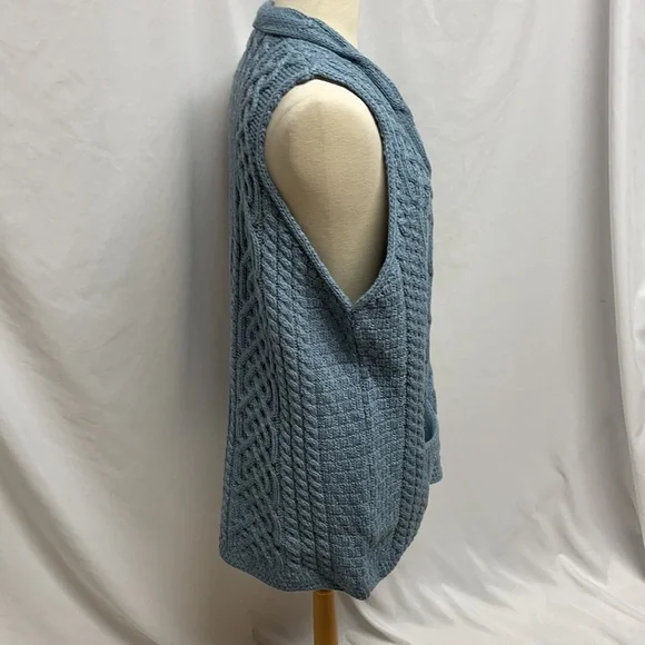 Women's Blue Cable Knit Sweater Vest - Picture 2 of 4